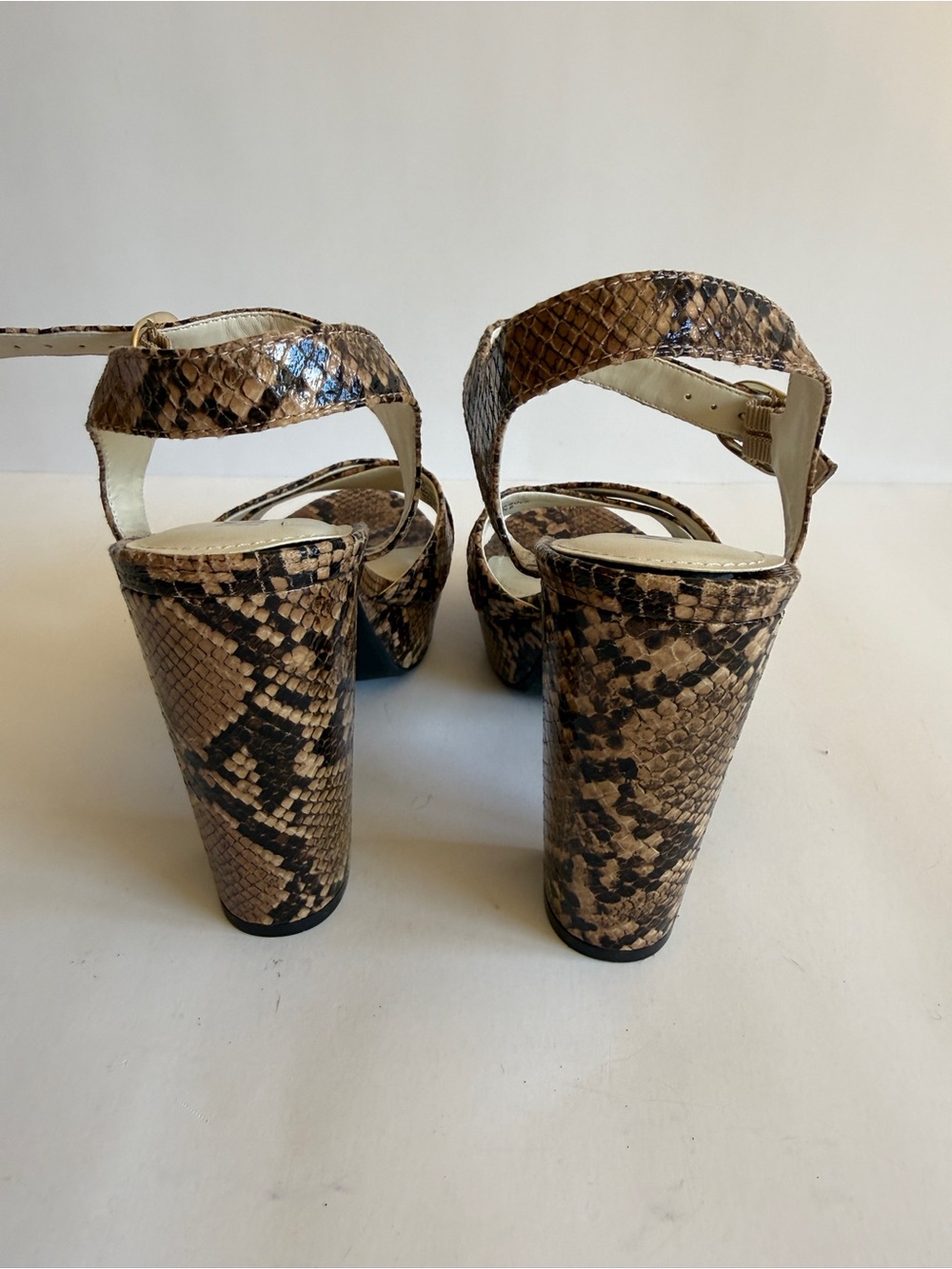 Anne Klein Brown Snake-Print Platform Sandals - Picture 10 of 16